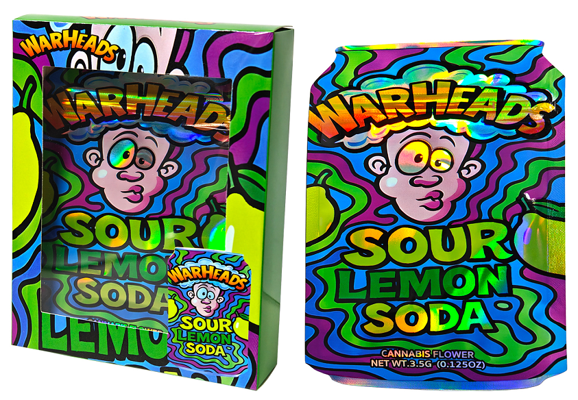 Warheads Sour Lemon Soda Bag and Box 3.5g x25