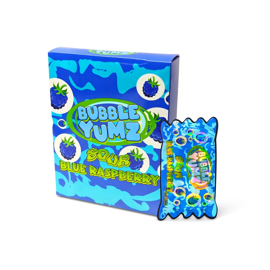 Bubble Yumz Sour Blue Raspberry Bag and Box Set 3.5g