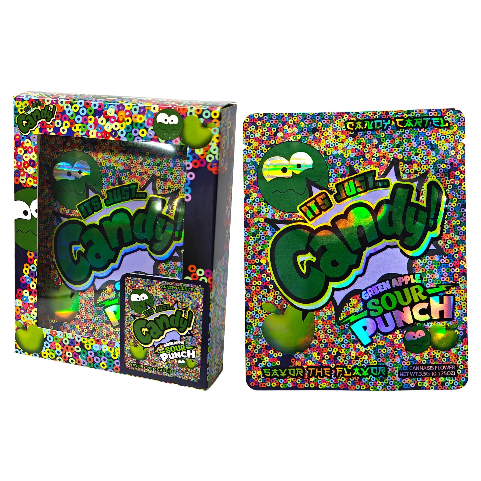 Green Apple Sour Punch Bag and Box Set x25